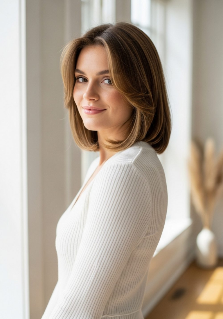 10 Soft Knit Dress With Airy Curtain Layers Hairstyles