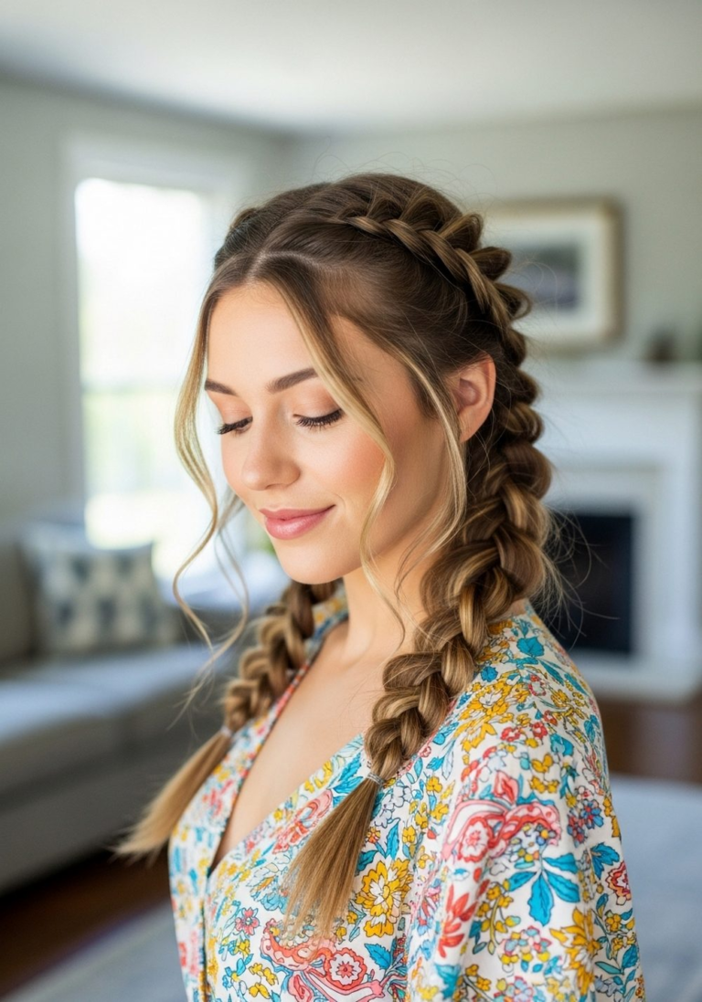 12 Summer Floral Dress With Braided Half-Up Hairstyles