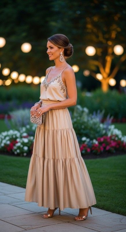 Tiered Maxi Skirt Outfits for Women Summer 2026 – 28 Looks That Work