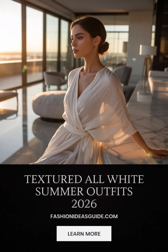 Textured all white summer outfits 2026